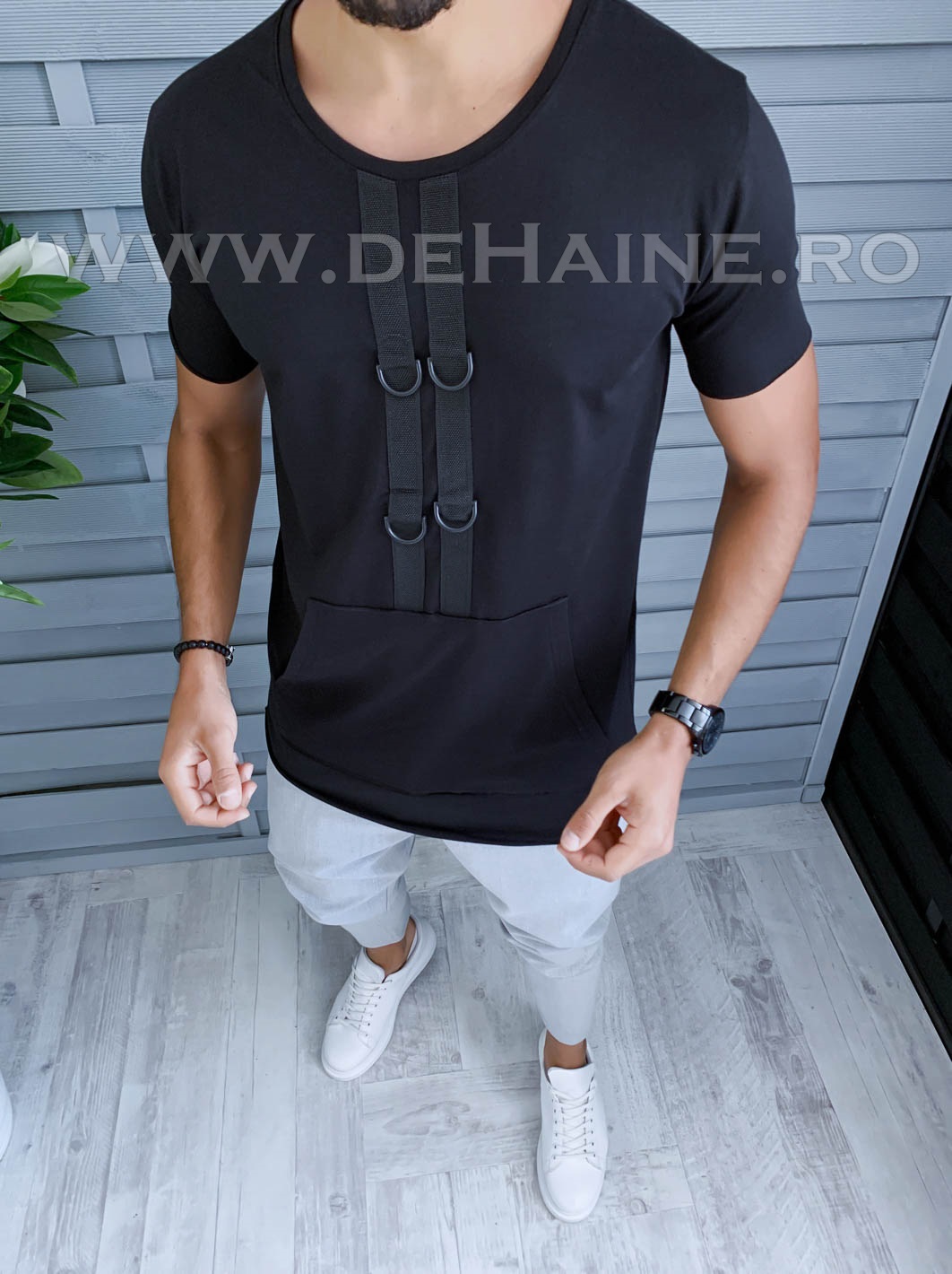 Tricou barbati negru slim fit vagabond b1955 p5-1*
